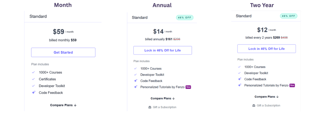 Educative Standard plans pricing