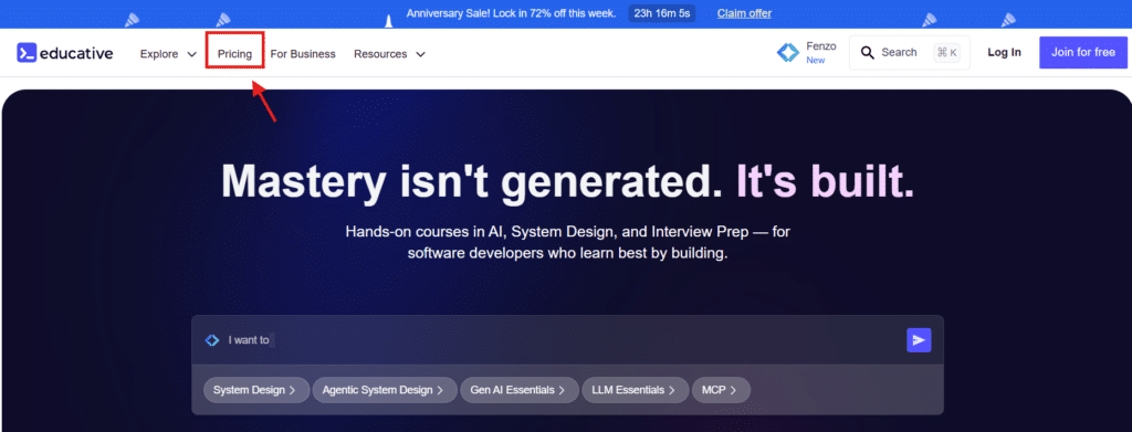 Educative homepage